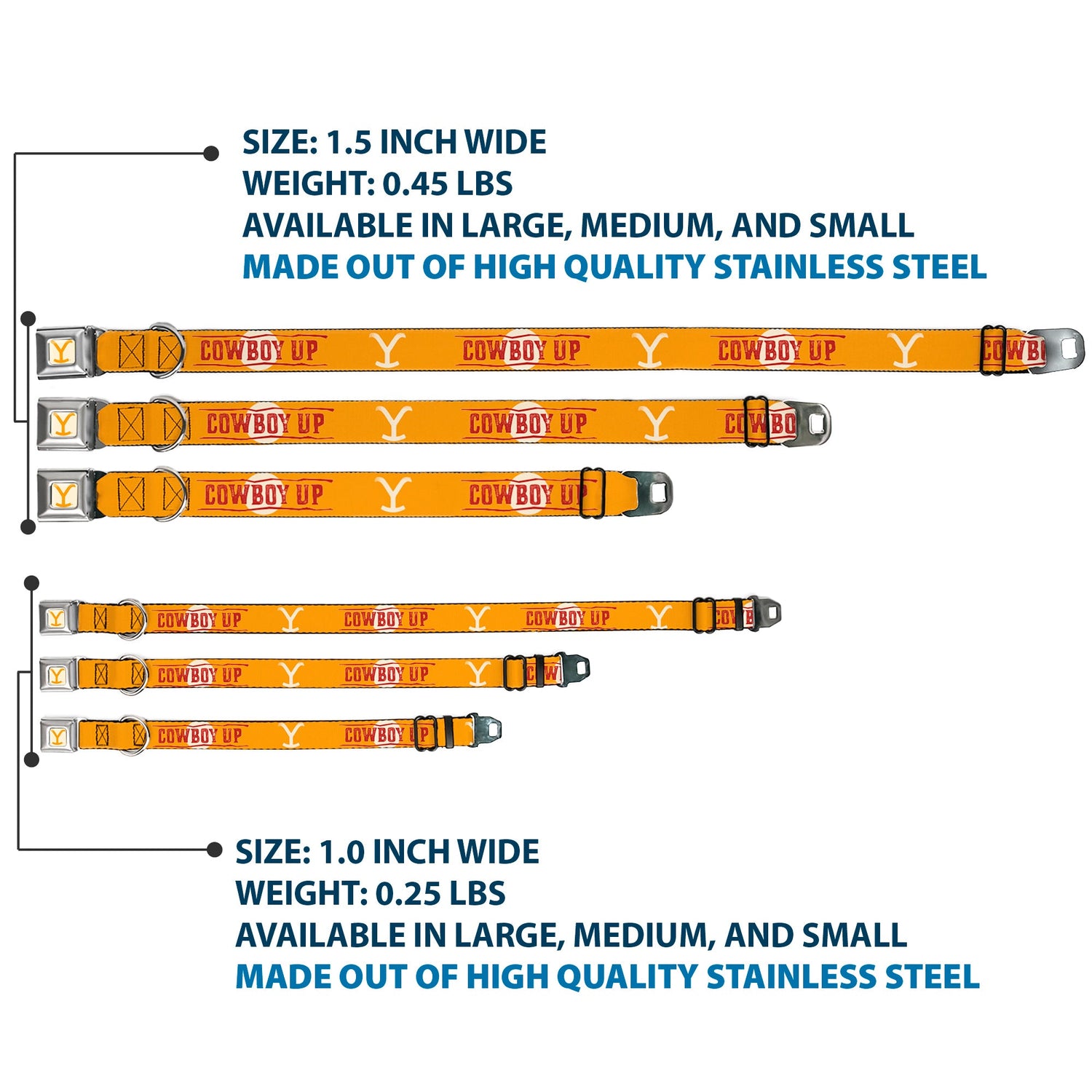 Detailed view of the authentic seatbelt buckle release on the Yellowstone dog collar