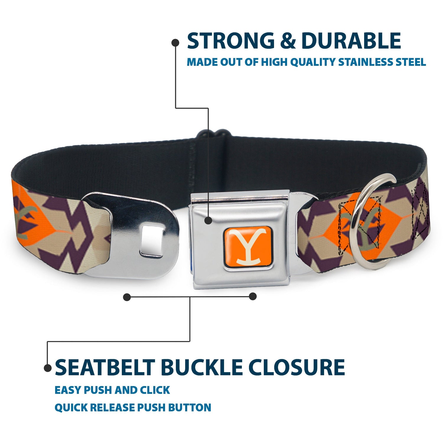 High-density polyester webbing texture of Yellowstone collar