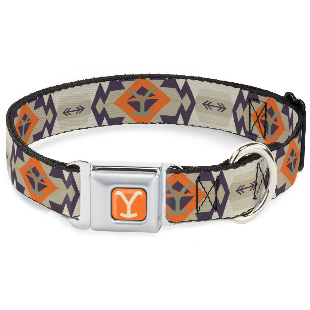 Yellowstone Y Logo Weathered Seatbelt Buckle Collar front view