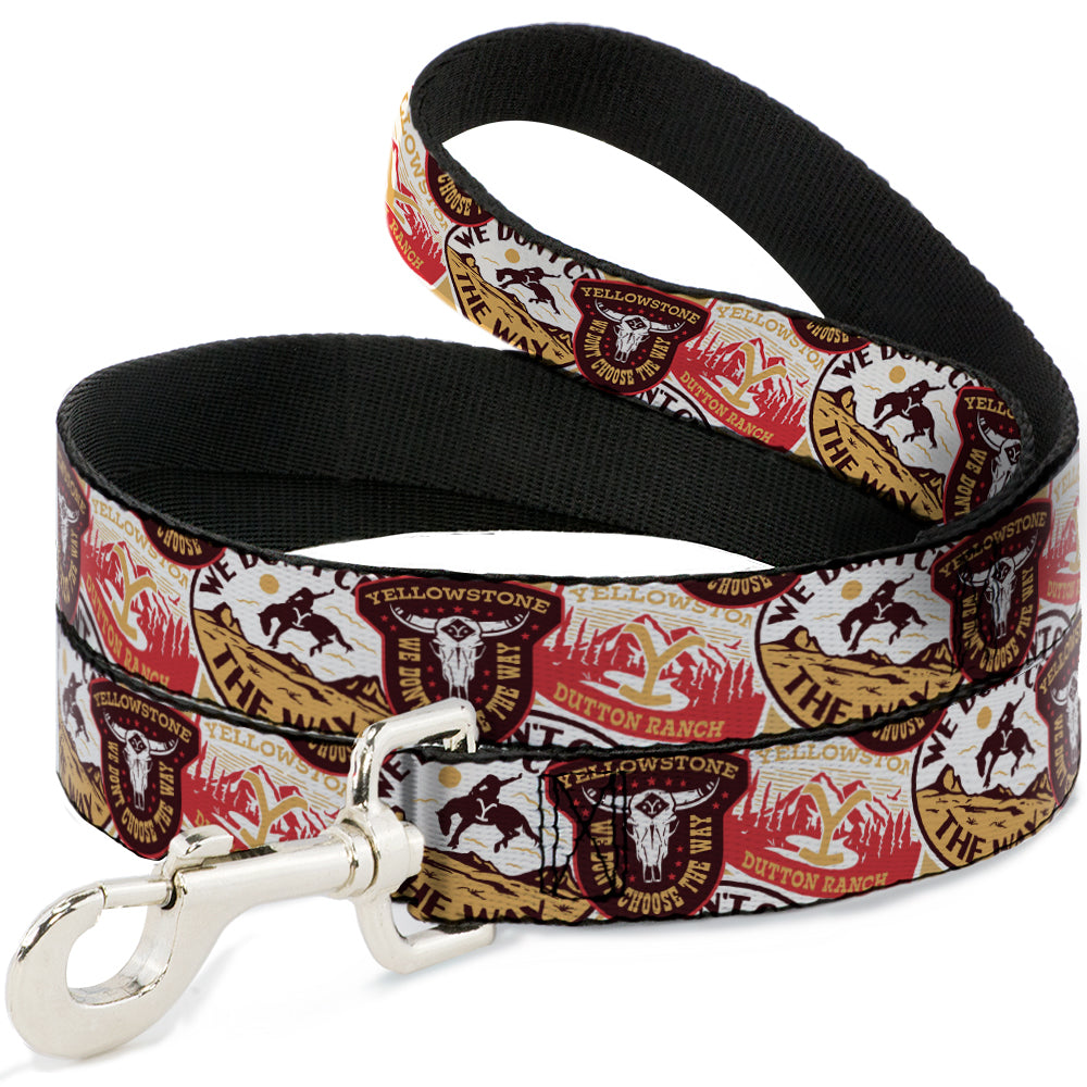 Yellowstone Patches Stacked Dog Leash showing the brown and red patch design