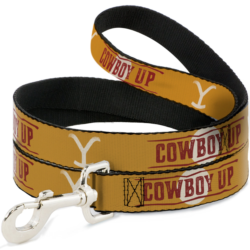Yellowstone Y Logo Cowboy Up Dog Leash in yellow and red
