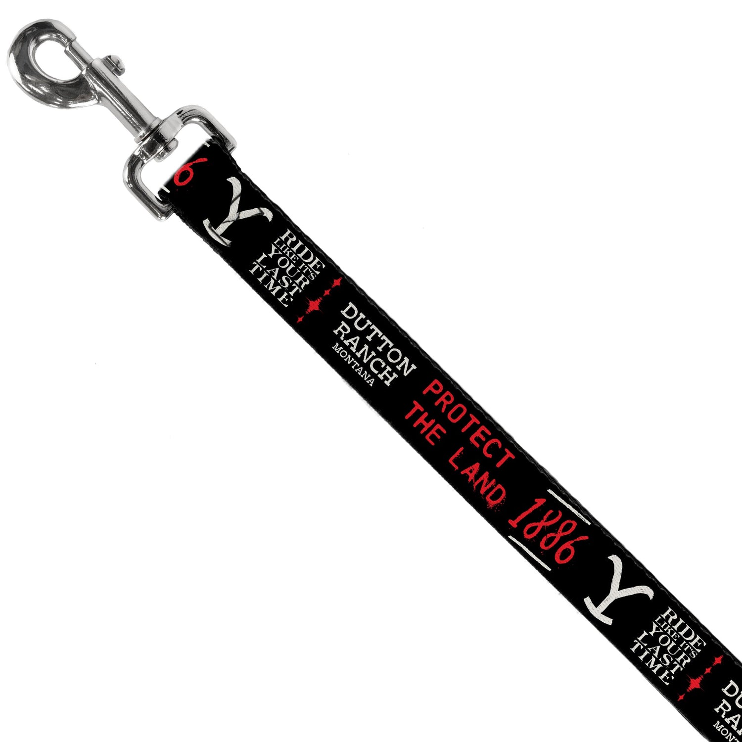 Close up of the heavy duty steel swivel snap hook on the Yellowstone dog leash