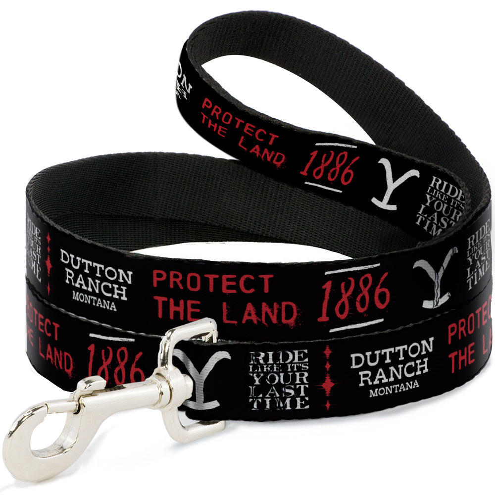Yellowstone Dutton Ranch 1886 black and red dog leash showing the full pattern