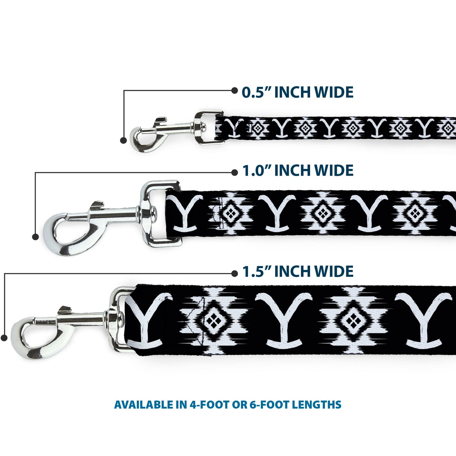 Full-length view of the 6-foot Yellowstone Dutton Ranch dog leash