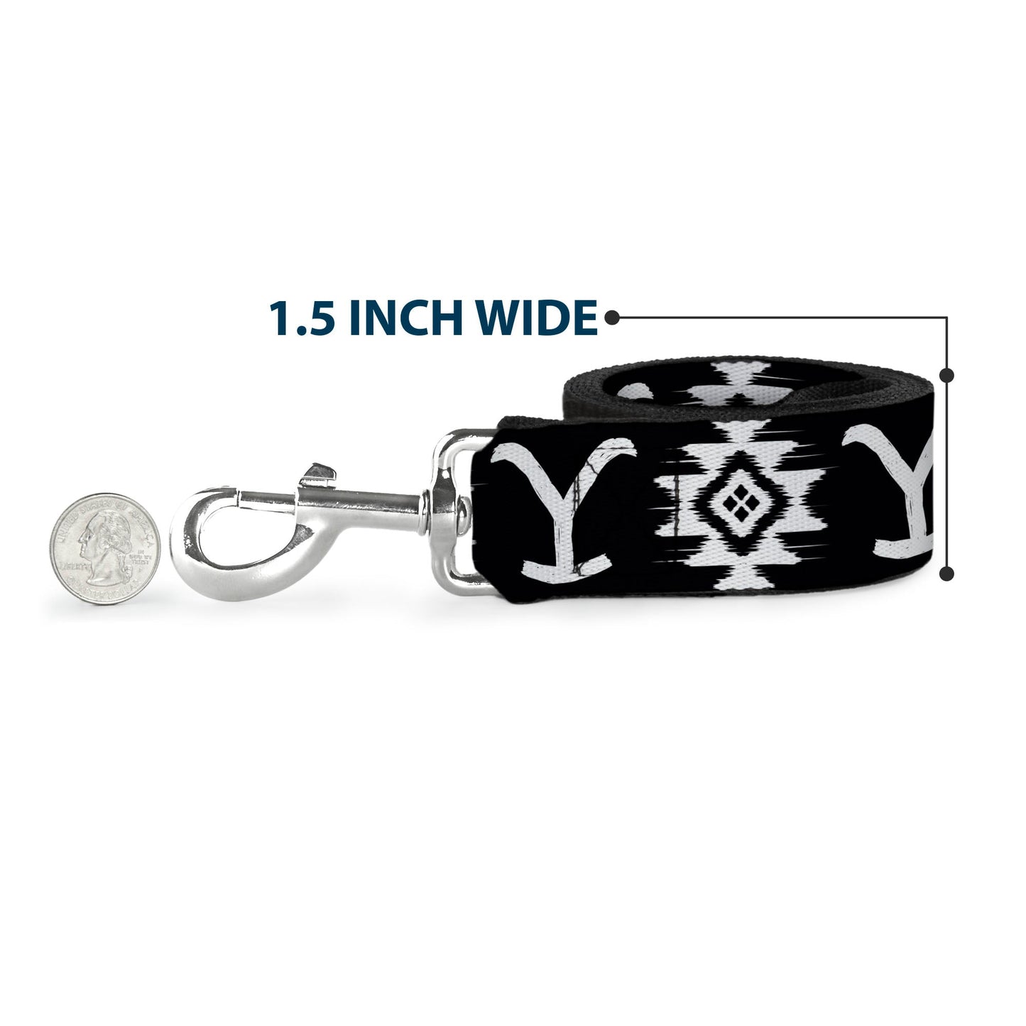 Yellowstone official licensed pet leash in black and white pattern