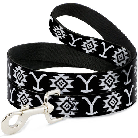 Yellowstone Dutton Ranch and Native American Icons black and white dog leash