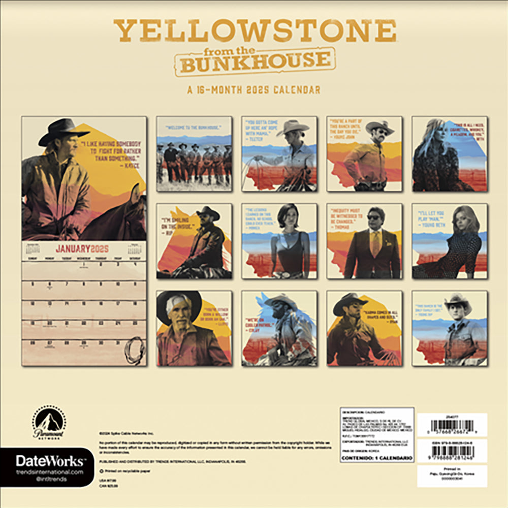 Yellowstone From the Bunkhouse 2025 16-Month Wall Calendar