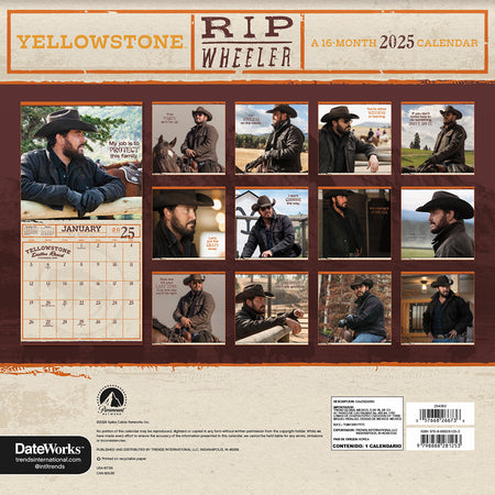 Yellowstone Rip Wheeler 2025 16-Month Wall Calendar