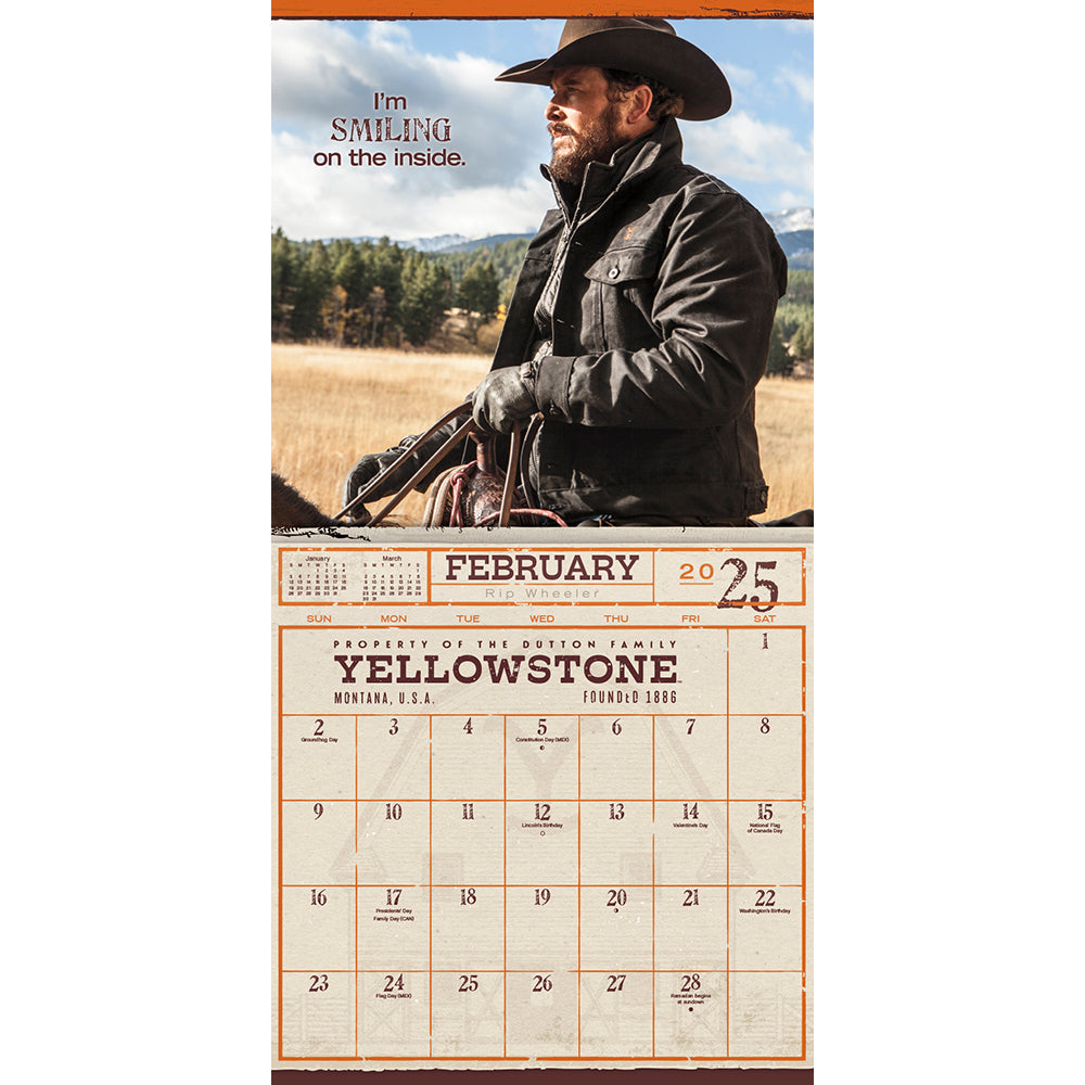 Yellowstone Rip Wheeler 2025 16-Month Wall Calendar