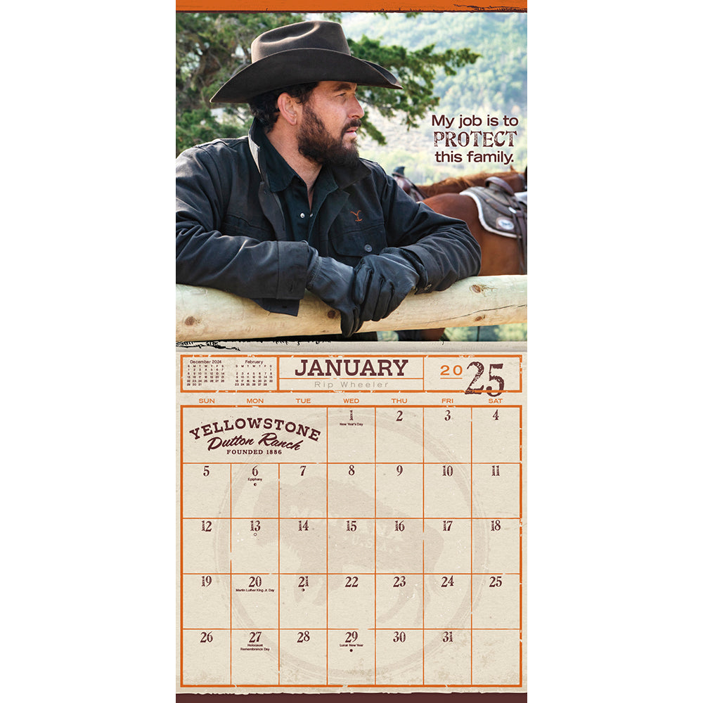 Yellowstone Rip Wheeler 2025 16-Month Wall Calendar