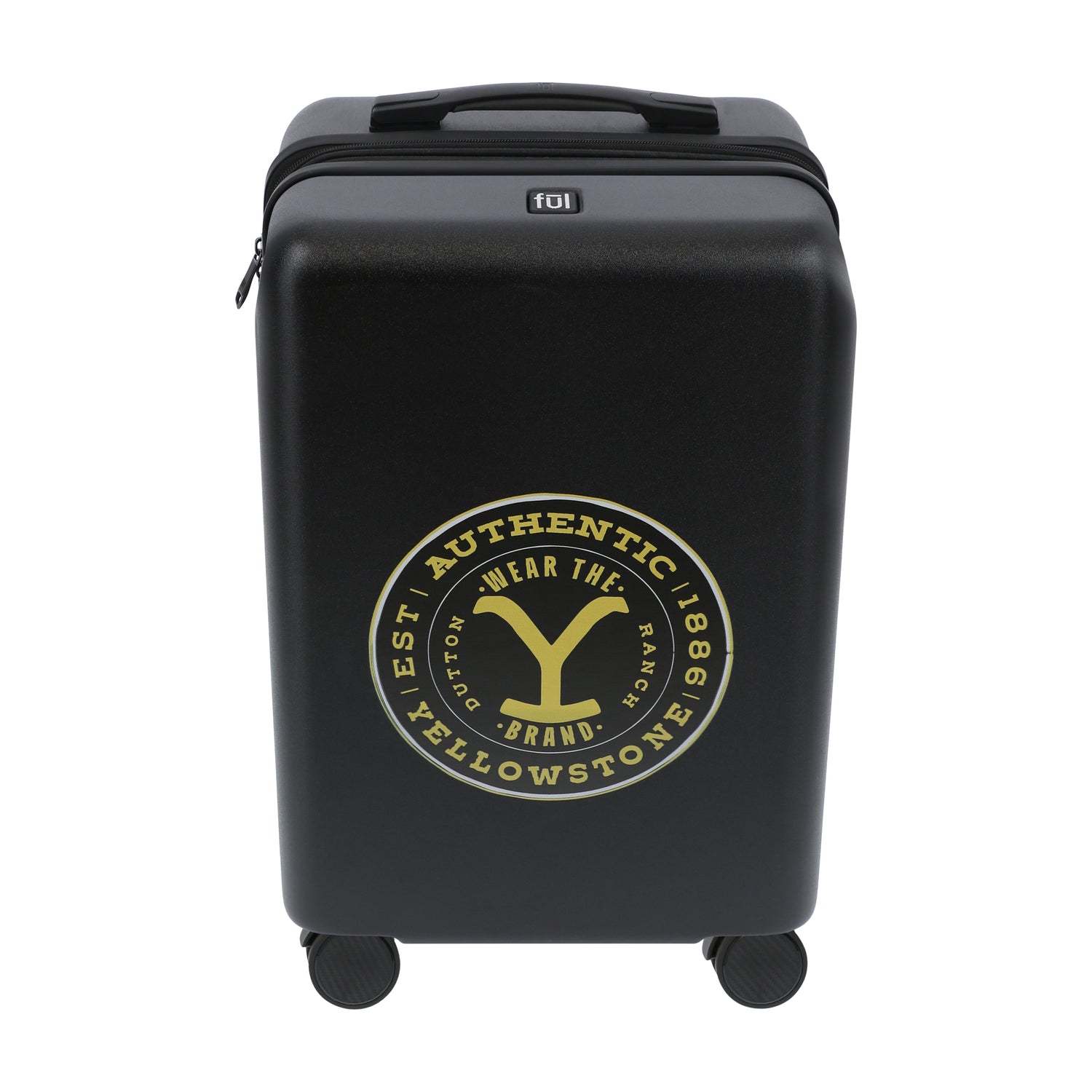 Back of Yellowstone luggage highlighting the telescopic pull handle