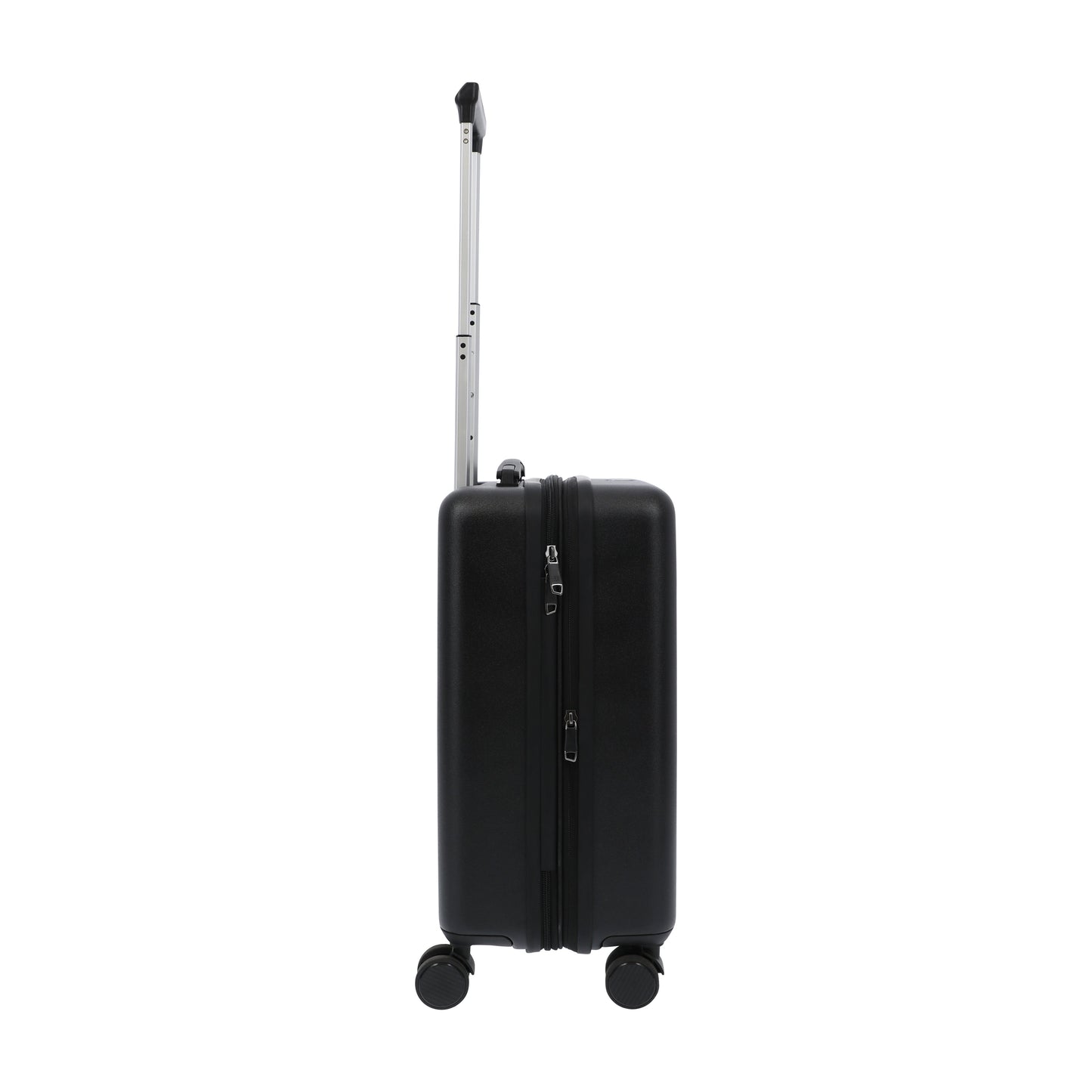 Close-up of the 360-degree spinner wheels on the Yellowstone suitcase