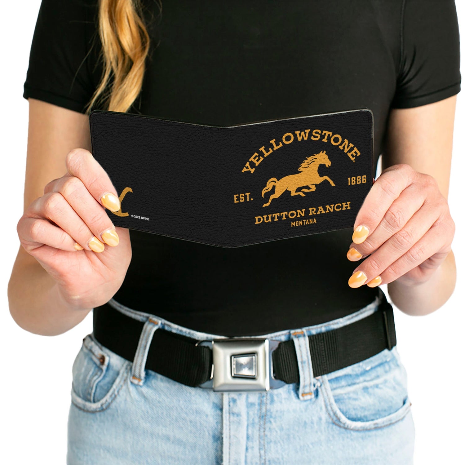 Back view of the smooth black vegan leather wallet