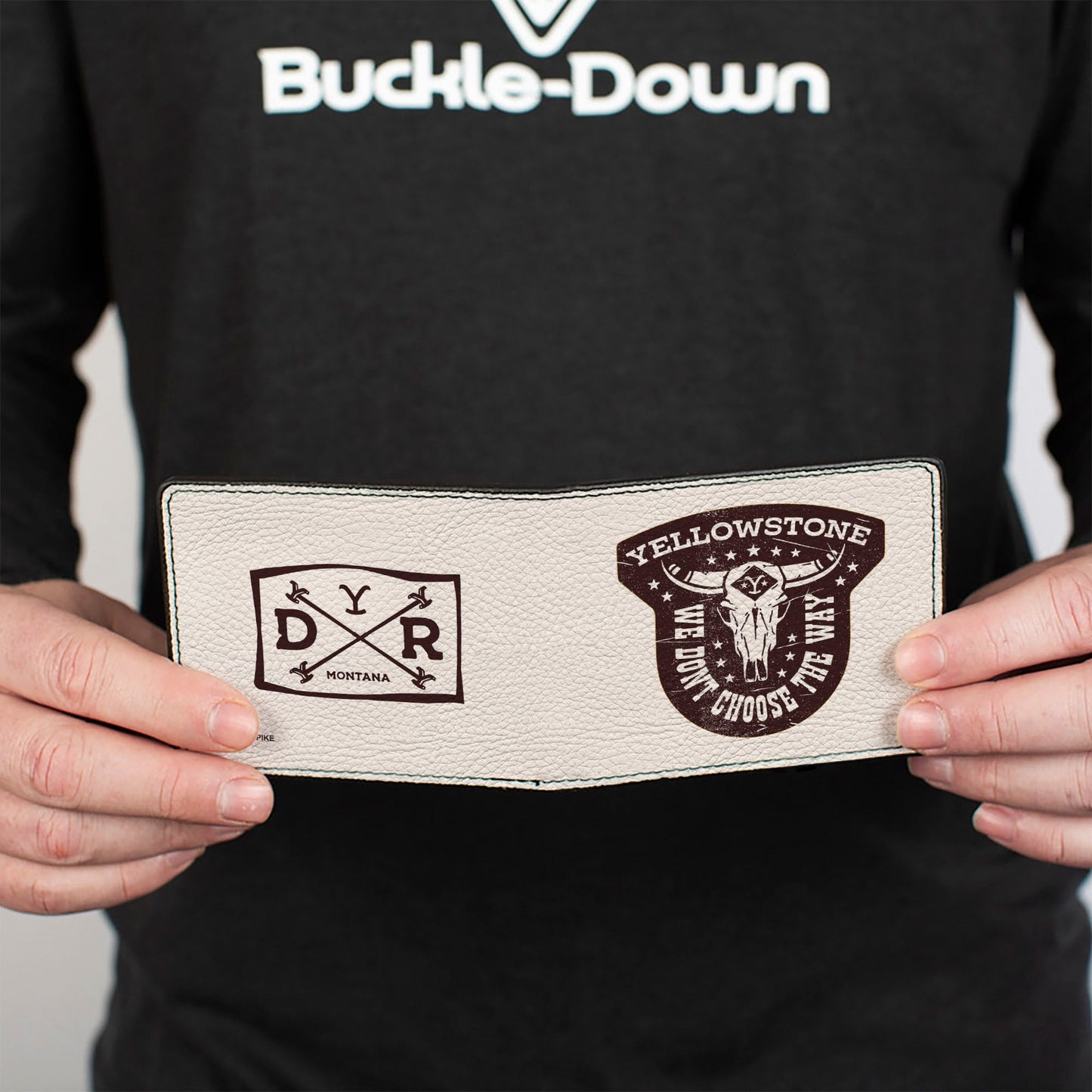 Profile view of the slim Yellowstone bi-fold wallet construction