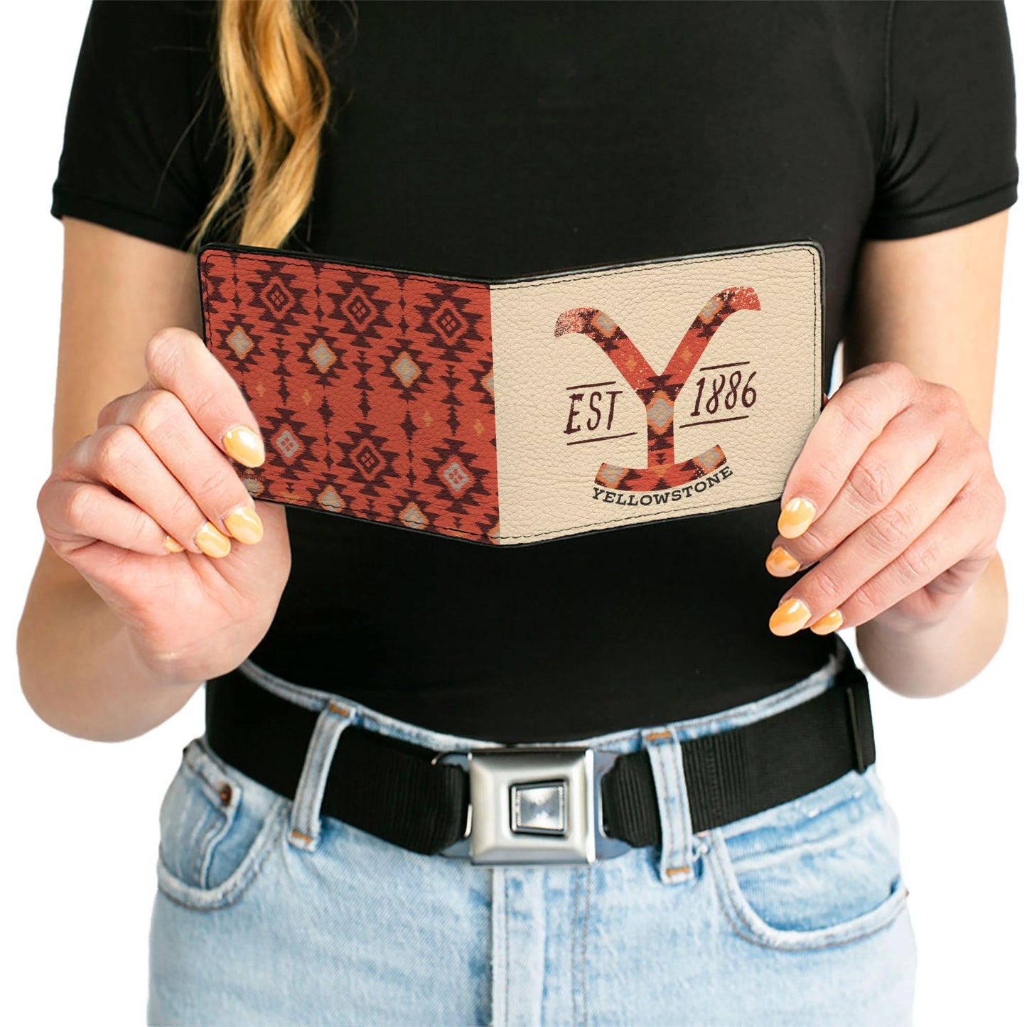 Side profile of slim Yellowstone bi-fold wallet