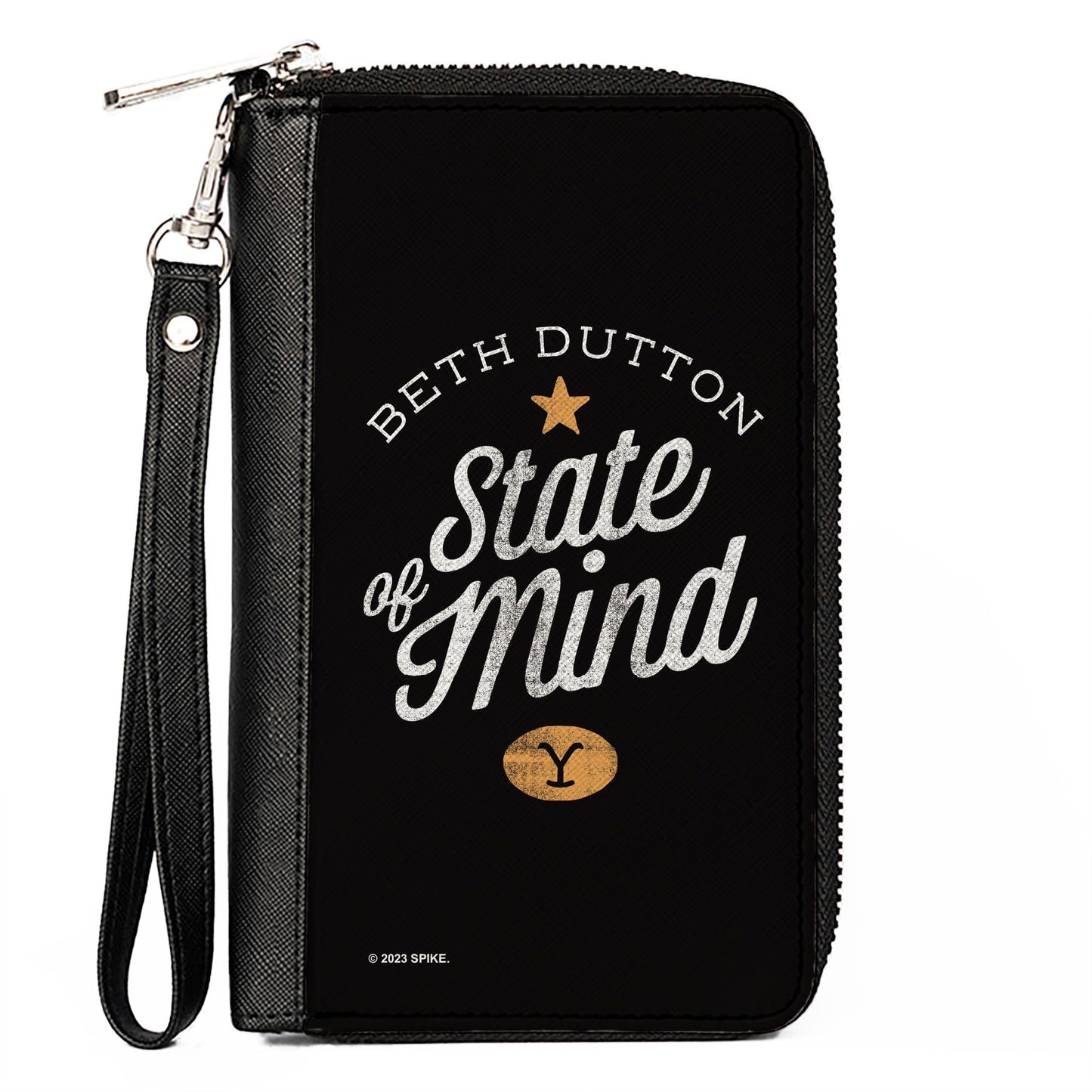 Front view of the Yellowstone Beth Dutton State of Mind Zip Around Wallet.