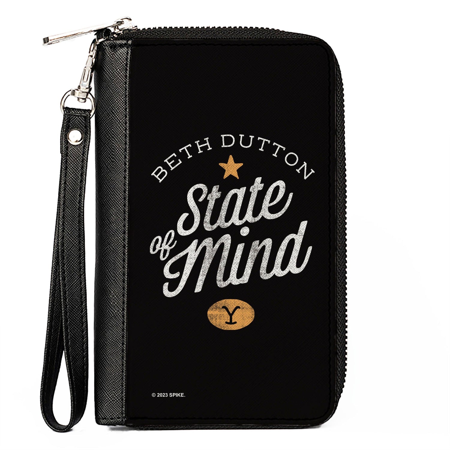Front view of the Yellowstone Beth Dutton State of Mind Zip Around Wallet.