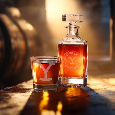 Yellowstone Authentic Y Logo Decanter and Rocks Glass Set