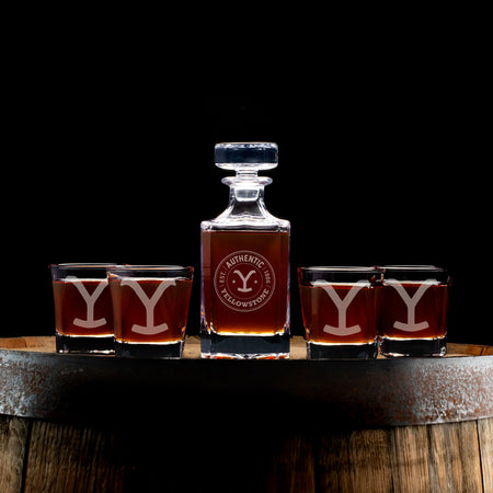 Yellowstone Authentic Y Logo Decanter and Rocks Glass Set