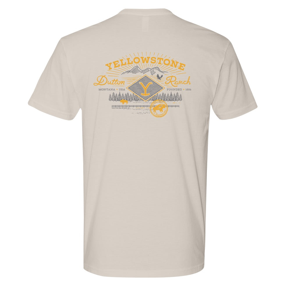 Yellowstone Dutton Ranch Scenery Back Print Short Sleeve T-Shirt