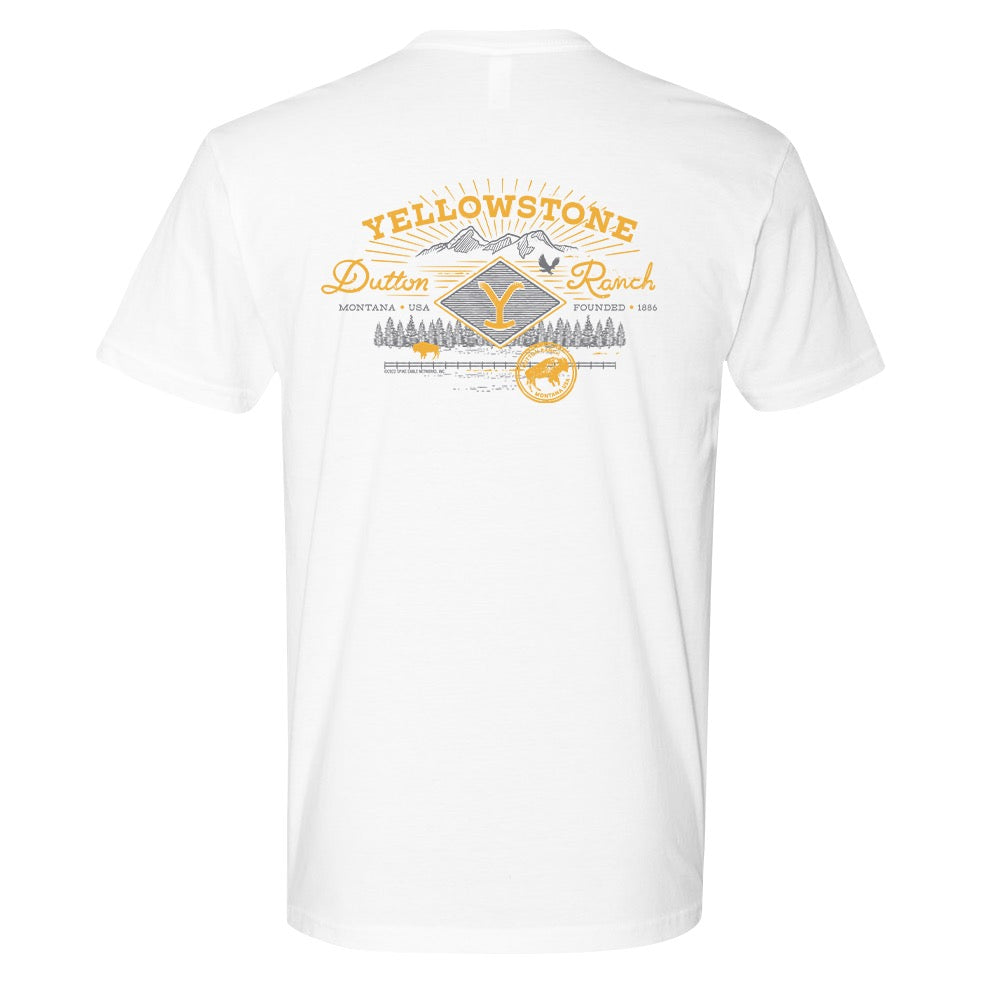 Yellowstone Dutton Ranch Scenery Back Print Short Sleeve T-Shirt