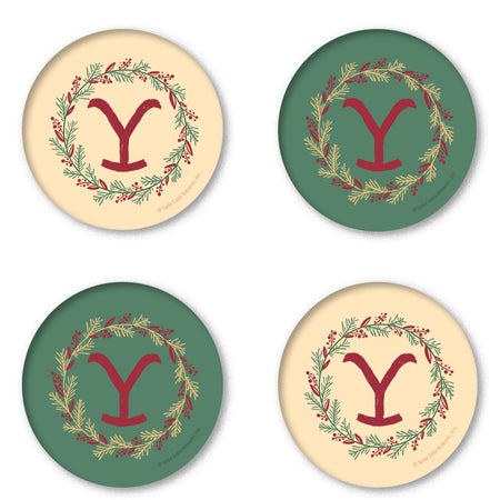 Yellowstone Wreath Round Coasters - Set of 4
