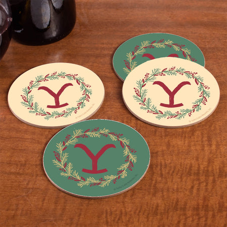 Yellowstone Wreath Round Coasters - Set of 4
