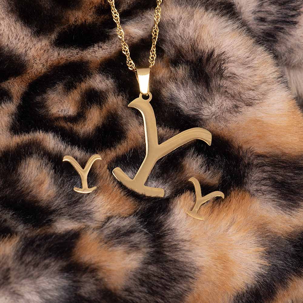 Yellowstone Y Logo Necklace and Earrings Set