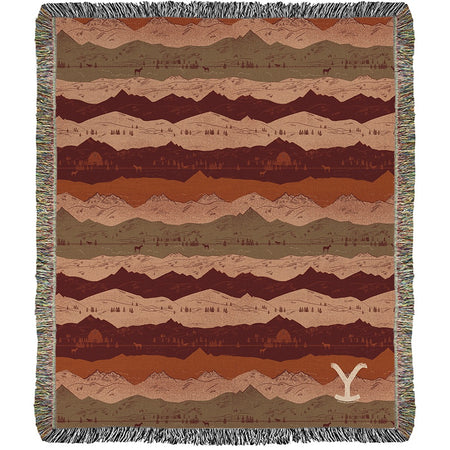 Yellowstone Mountains Pattern Woven Blanket 80" x 60"