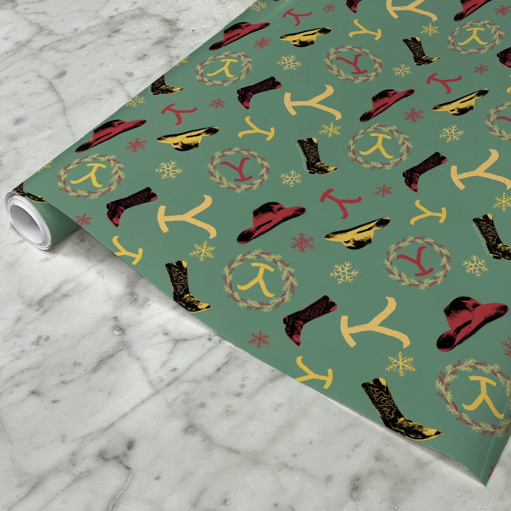 Yellowstone Cowboy Christmas Gift Wrap