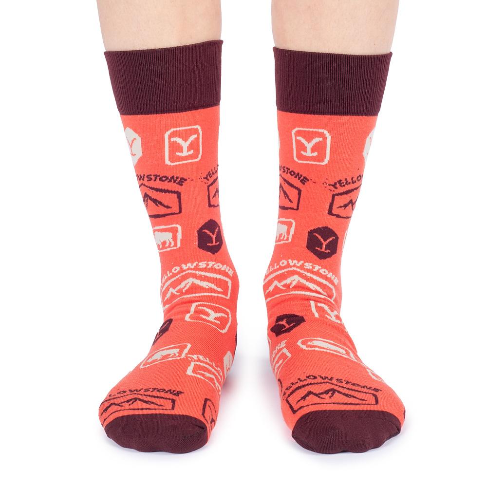 Yellowstone Orange Dutton Ranch Logo Socks