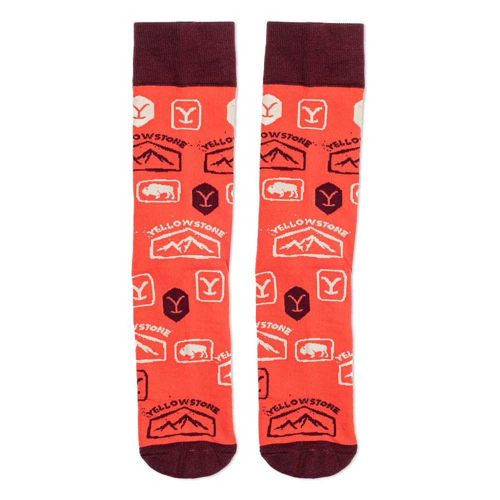 Yellowstone Orange Dutton Ranch Logo Socks