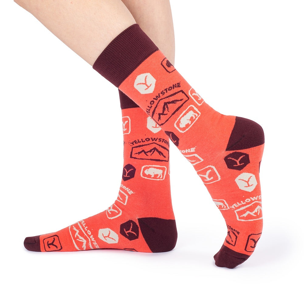 Yellowstone Orange Dutton Ranch Logo Socks