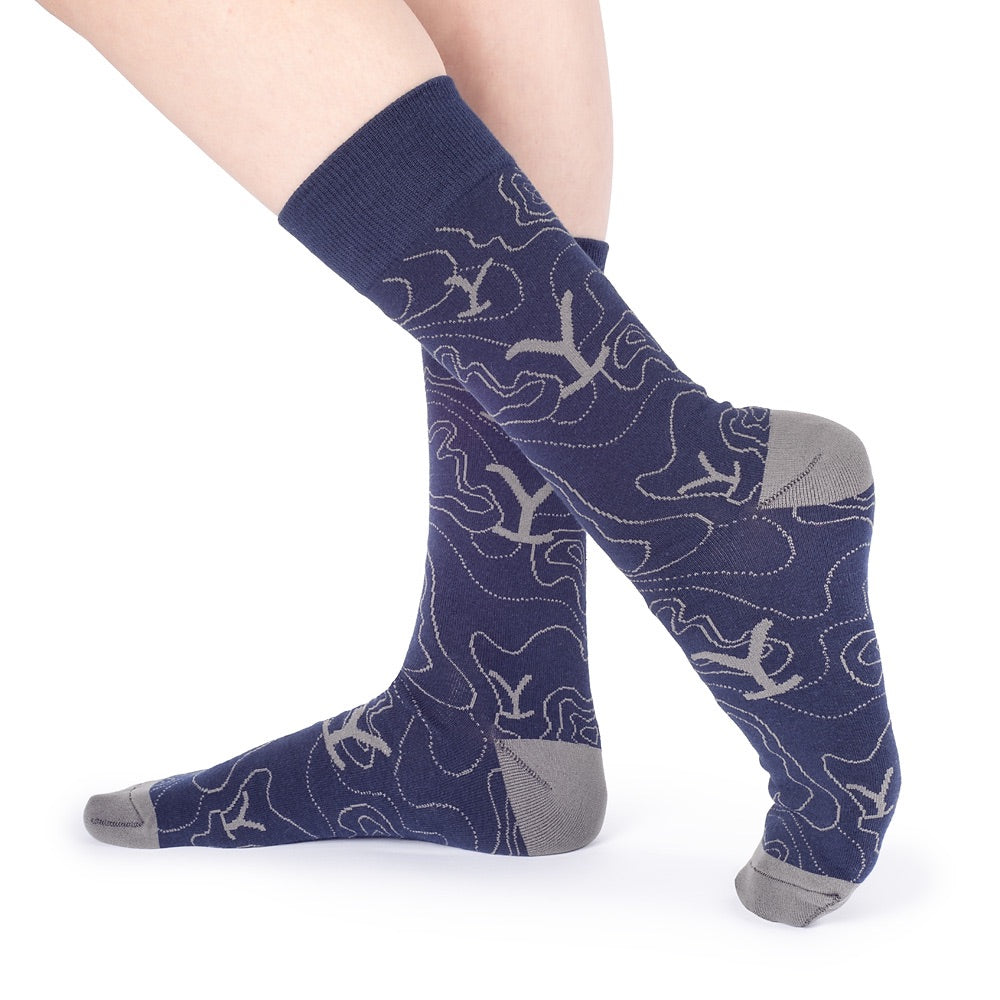 Yellowstone Blue Lines Logo Socks