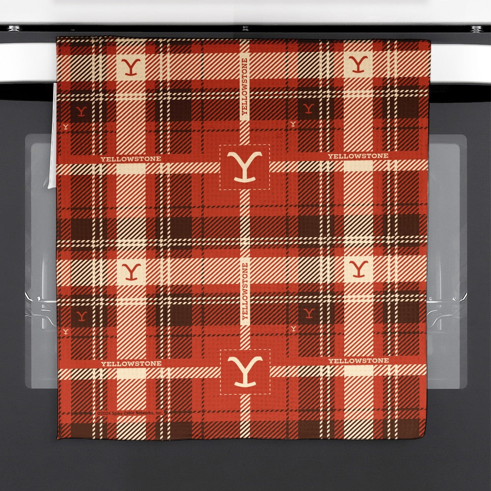 Yellowstone Tartan Logo Kitchen Towel