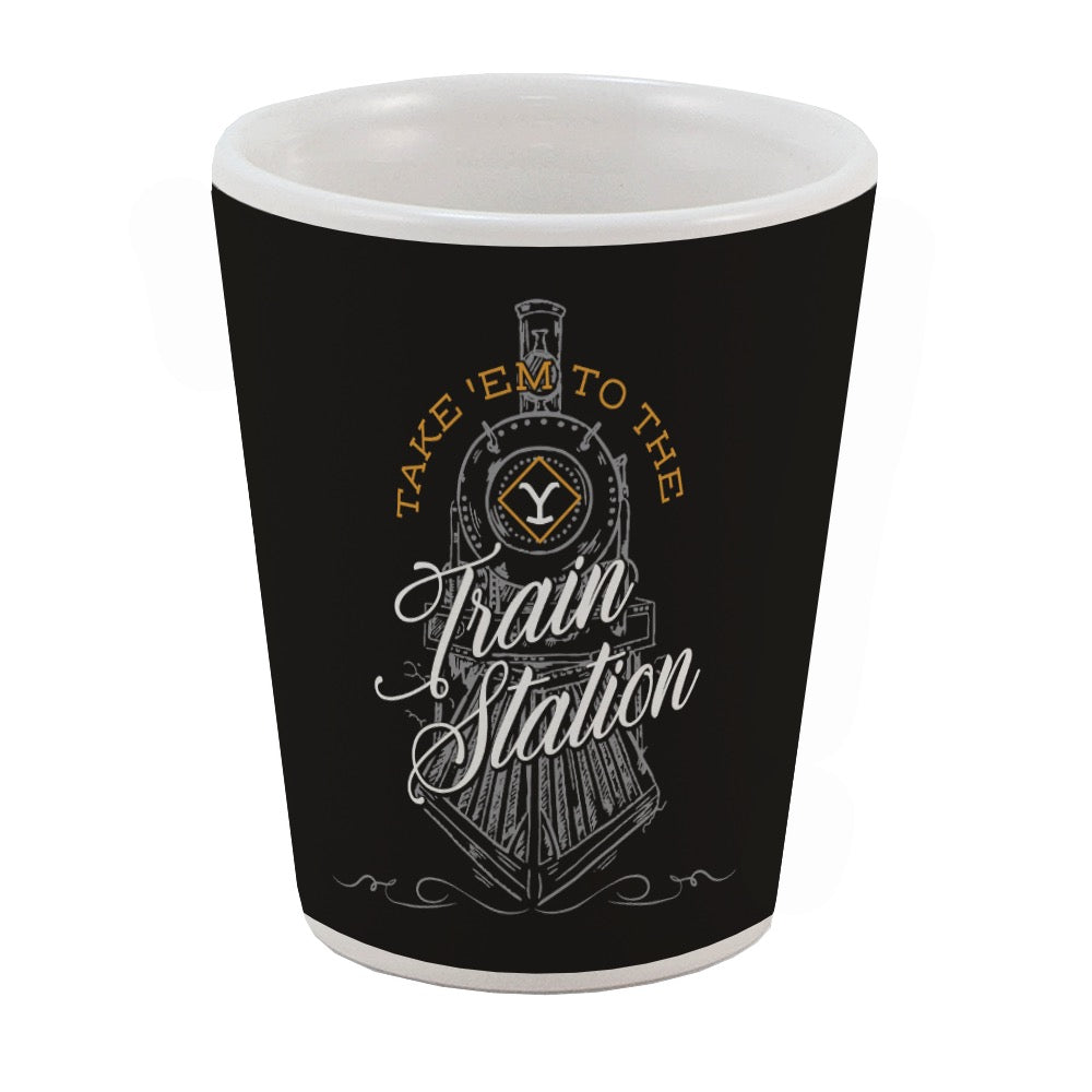 Yellowstone Train Station Shot Glass