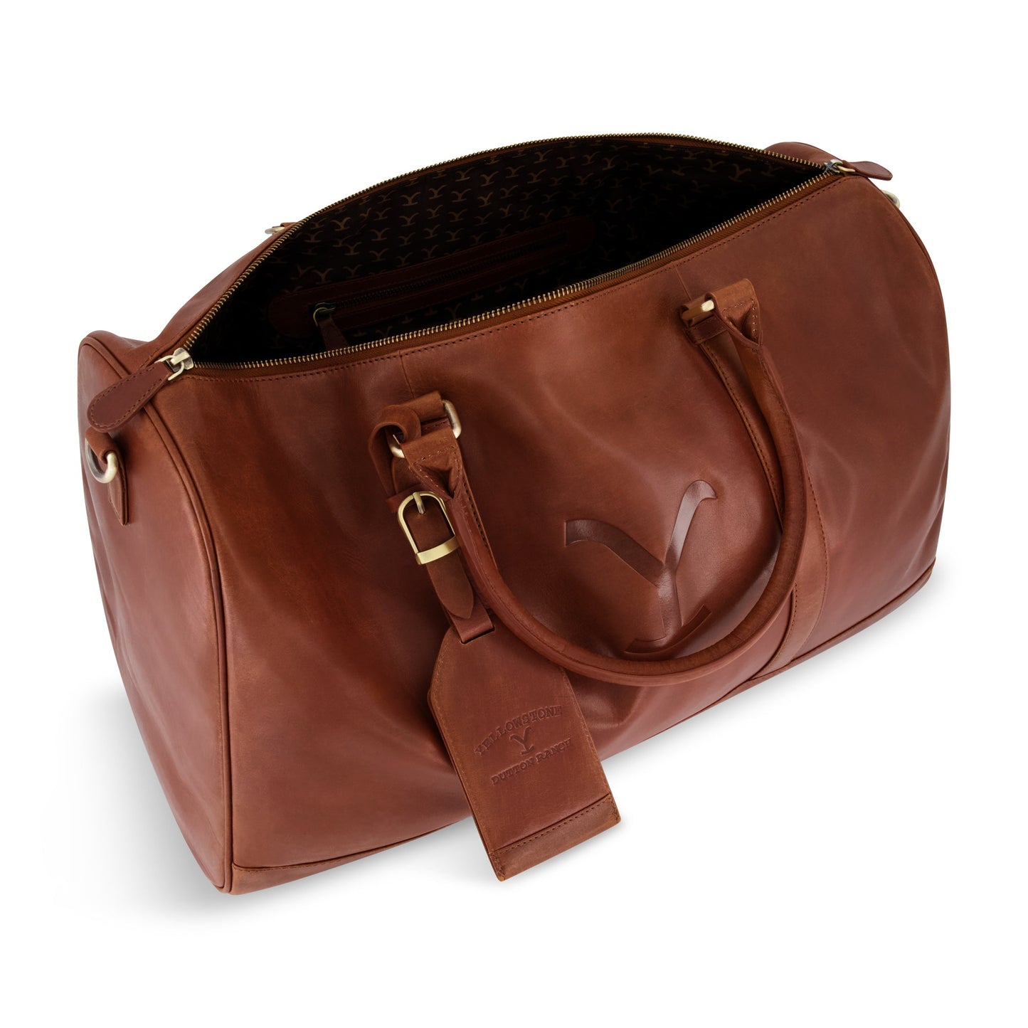 Yellowstone real leather duffel with adjustable shoulder strap