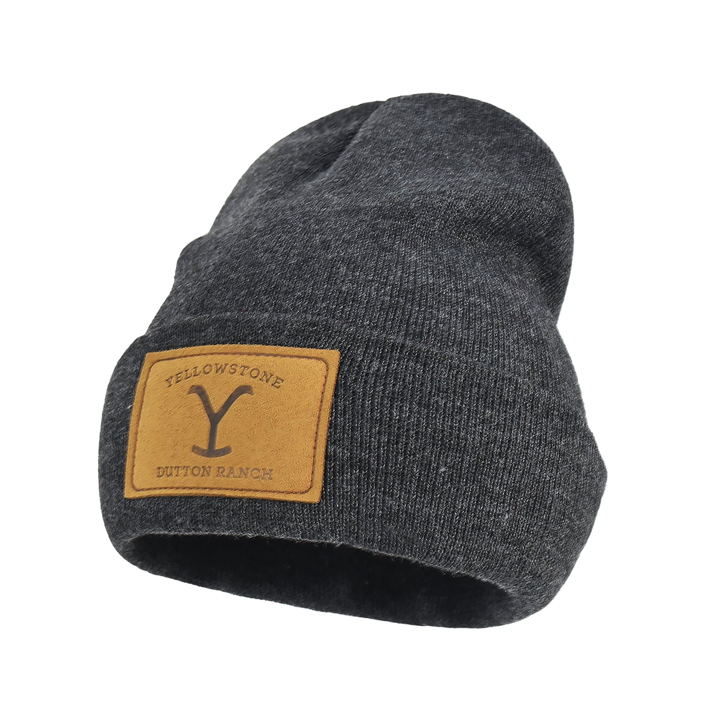 Close up of Yellowstone Y logo debossed on leather patch