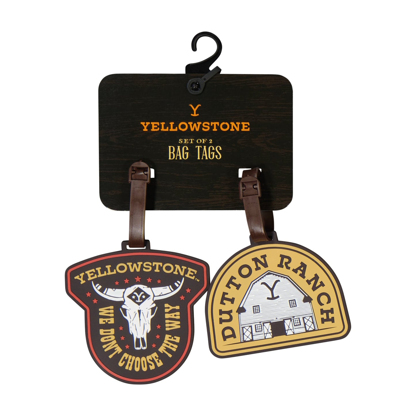 Rugged yellow PVC luggage tags 2-piece set