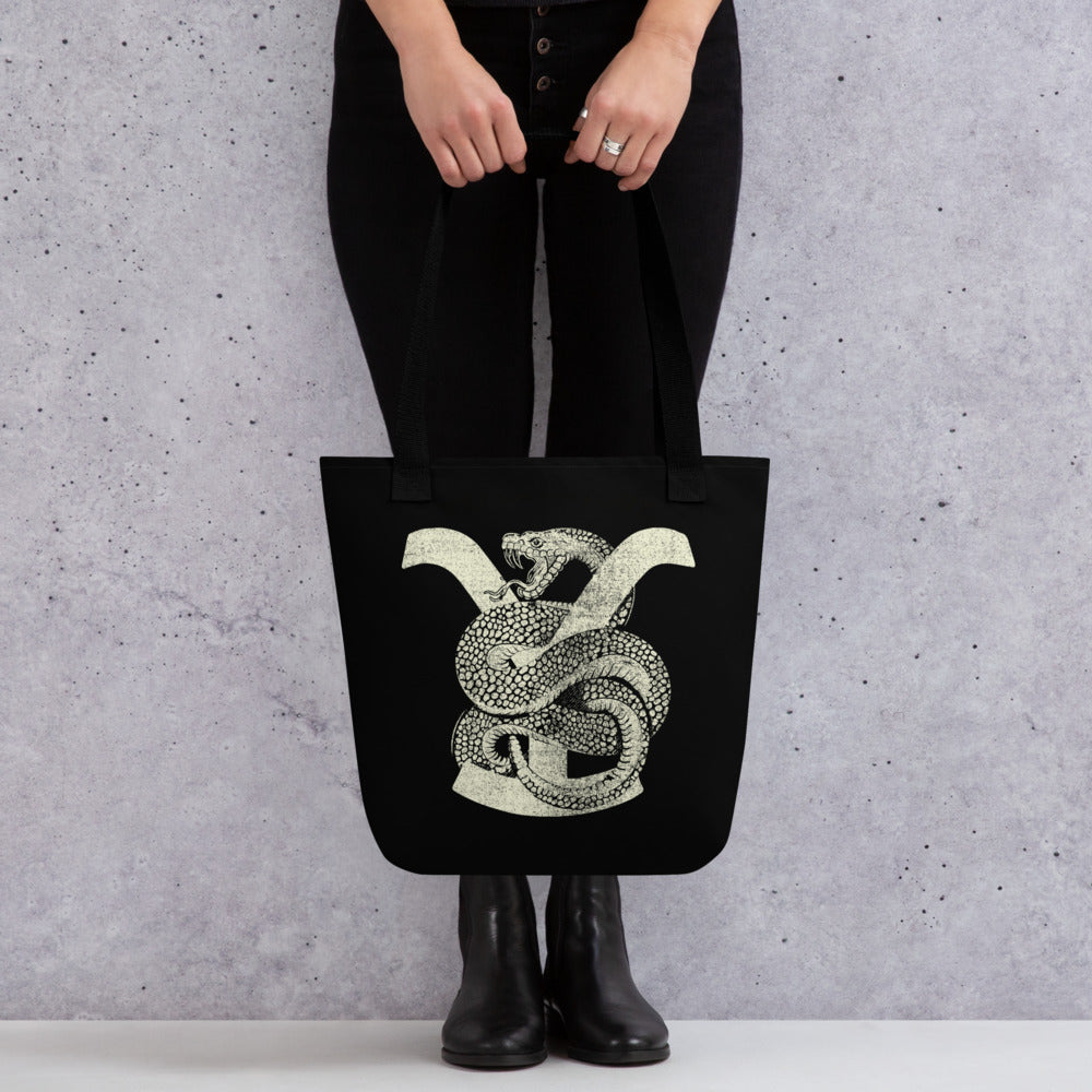 Yellowstone Greyscale Rattlesnake Tote Bag