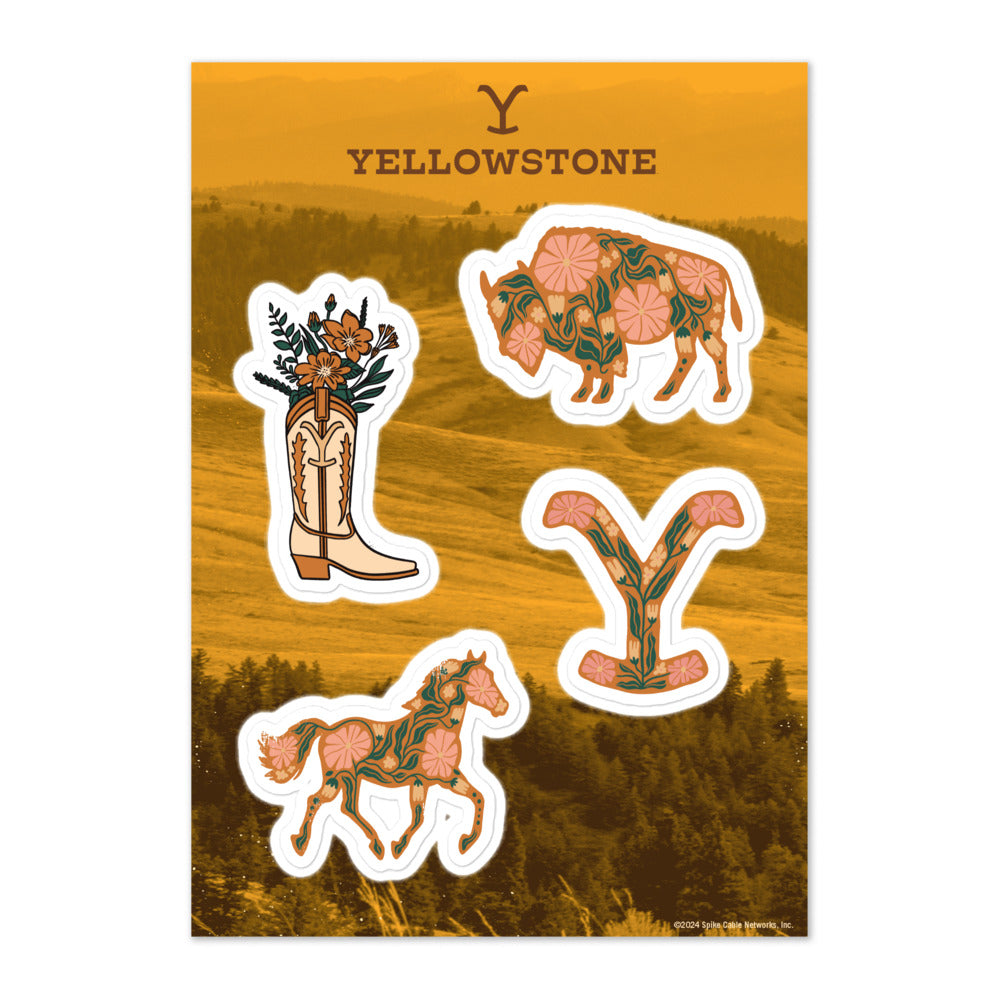 Yellowstone Floral Icons Sticker Sheet