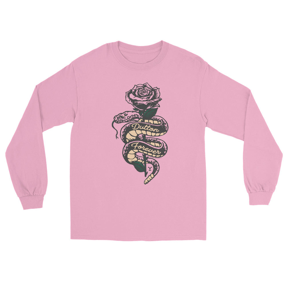 Yellowstone Dutton Forever Rose and Rattlesnake Long Sleeve T-Shirt