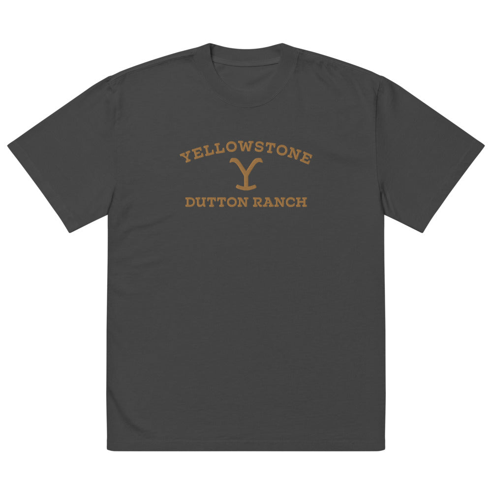 Yellowstone Dutton Ranch Embroidered Oversized Faded T-shirt