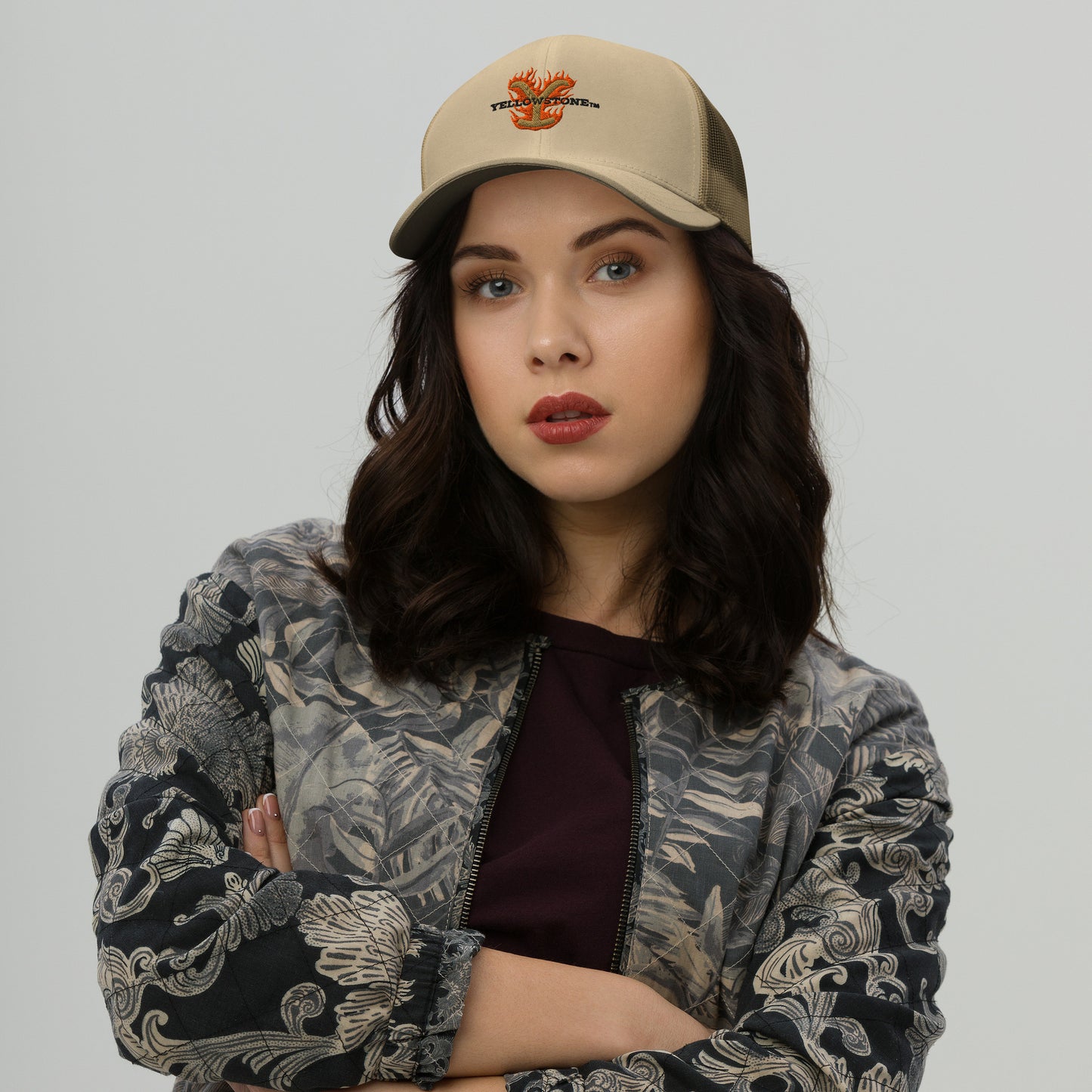 Yellowstone Trucker Hat Flaming Y Retro Embroidered