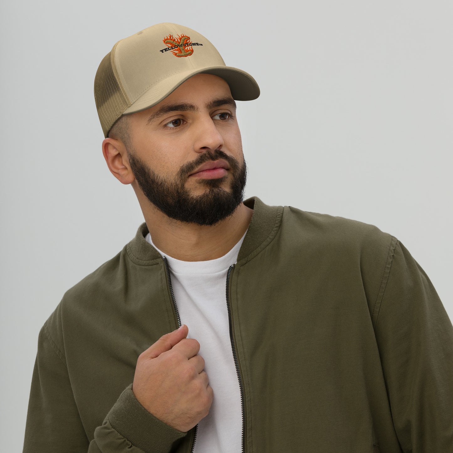 Yellowstone Trucker Hat Flaming Y Retro Embroidered
