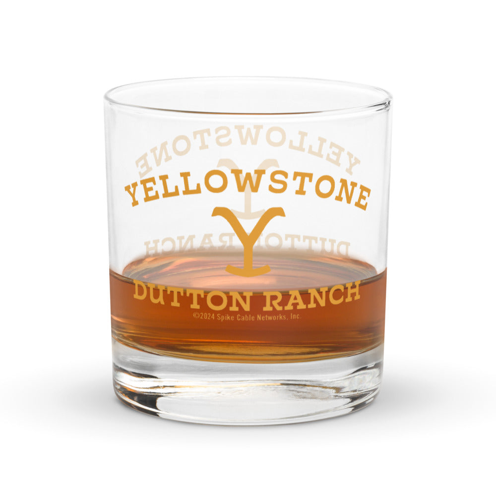 Yellowstone Dutton Ranch Logo Rock Glass