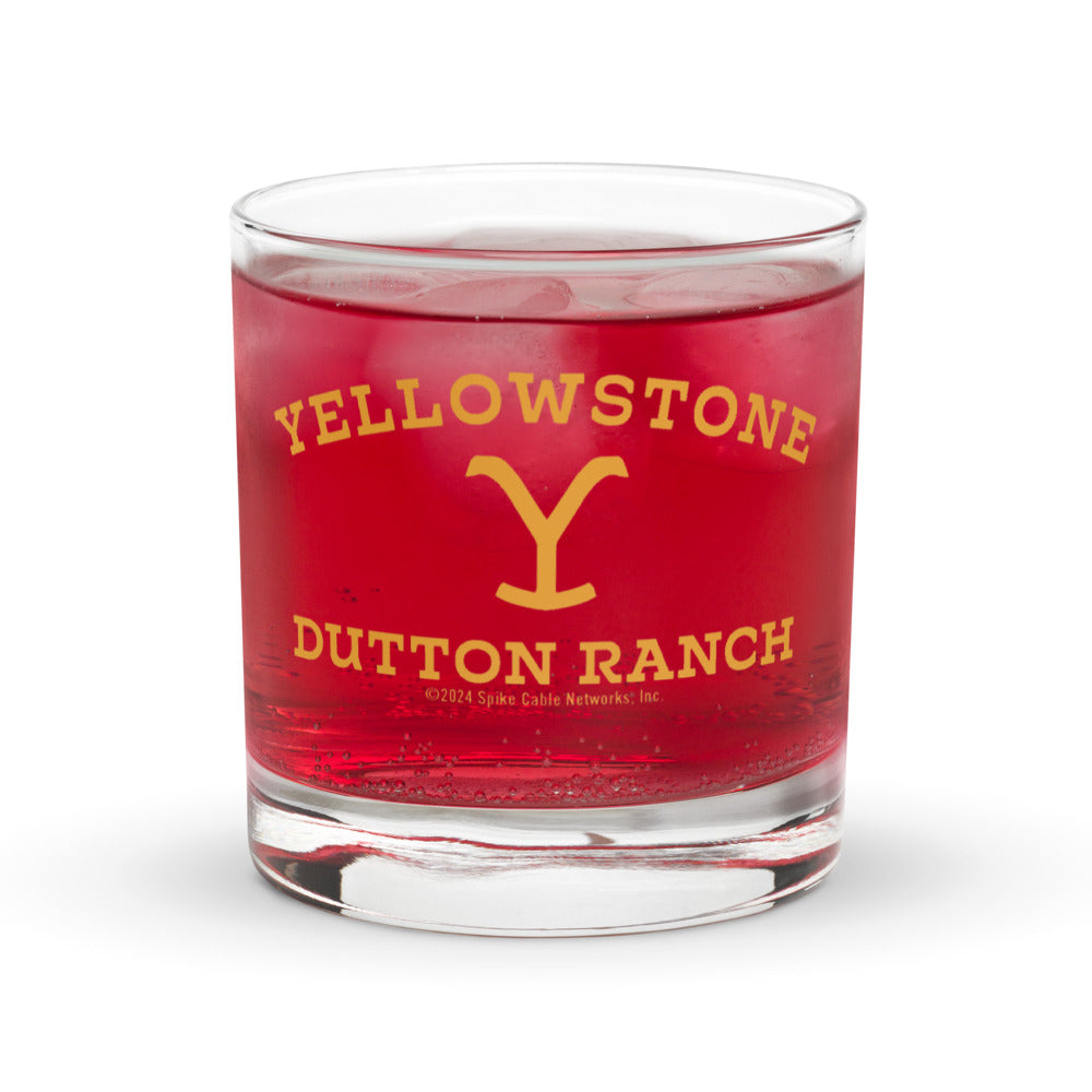 Yellowstone Dutton Ranch Logo Rock Glass