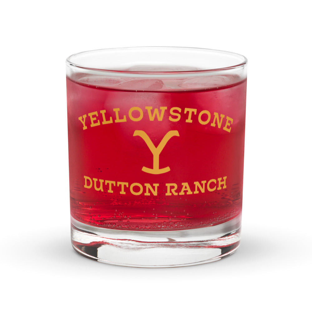 Yellowstone Dutton Ranch Logo Rock Glass