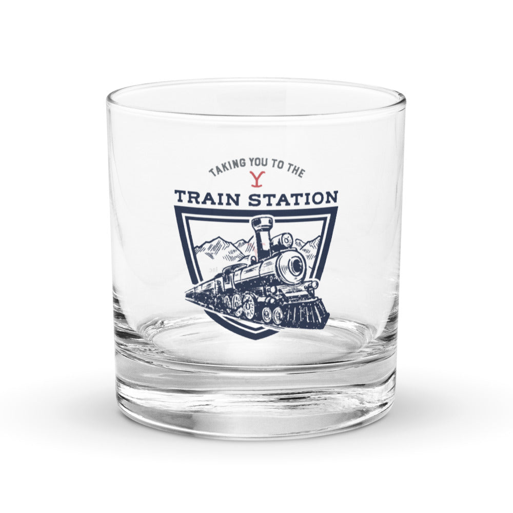 Yellowstone Train Station Rock Glass