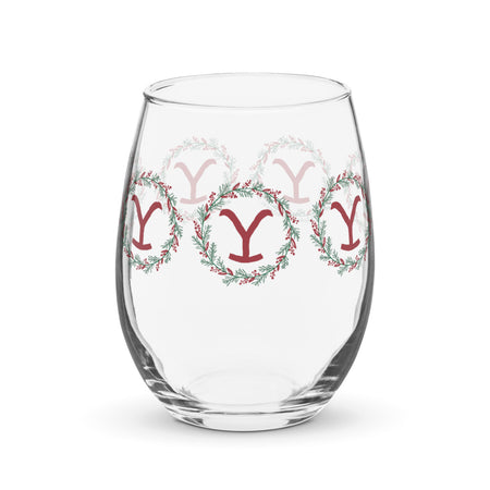 Yellowstone Holiday Wreath Wine Glass